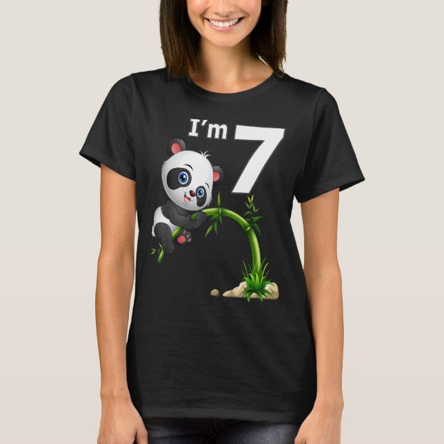 7th Birthday  7 Years Old Party Animal Panda  2 T-Shirt (Front)