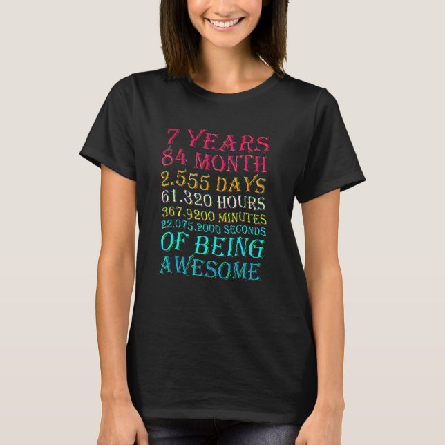 7th Birthday 7th Birthday Quotes 7 Year Old Birthd T-Shirt (Front)