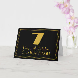 7th Birthday: Art Deco Inspired Look "7" & Name Card