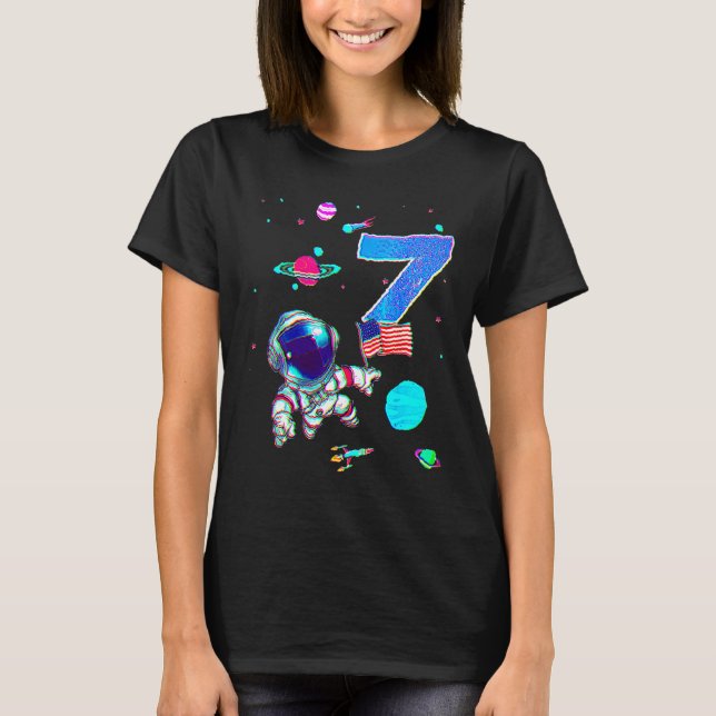 7th Birthday Astronaut Birthday Boy 7 Years Old T-Shirt (Front)