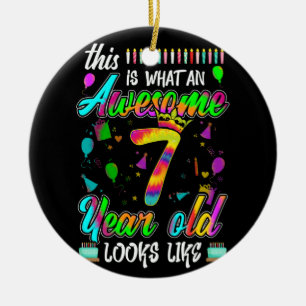 7th Birthday Awesome 7 Year Old Looks Like Ceramic Tree Decoration