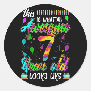 7th Birthday Awesome 7 Year Old Looks Like Classic Round Sticker