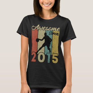 7th Birthday Awesome Since 2015 Basketball 7 Year T-Shirt