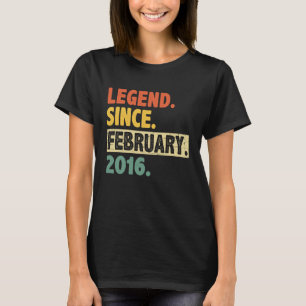 7th Birthday Awesome Since February 2016 7 Years O T-Shirt