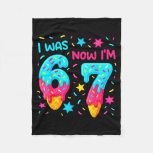 7th Birthday Baseball Ice Cream I Was 6 Now Im 7 B Fleece Blanket