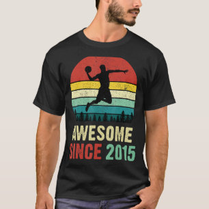7th Birthday Basketball Awesome Since 2015 7 Years T-Shirt