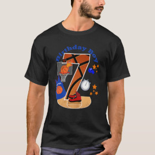 7th Birthday Basketball Big Number 7 Year Old Boy T-Shirt