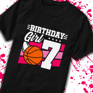 7th Birthday Basketball Birthday 7 Year Old Girl T-Shirt