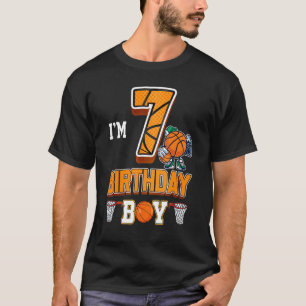 7th Birthday Basketball Boy 7 Years Old Kids T-Shirt