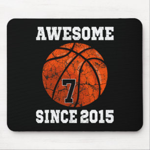 7th Birthday Basketball Player 7 Years Old Vintage Mouse Mat