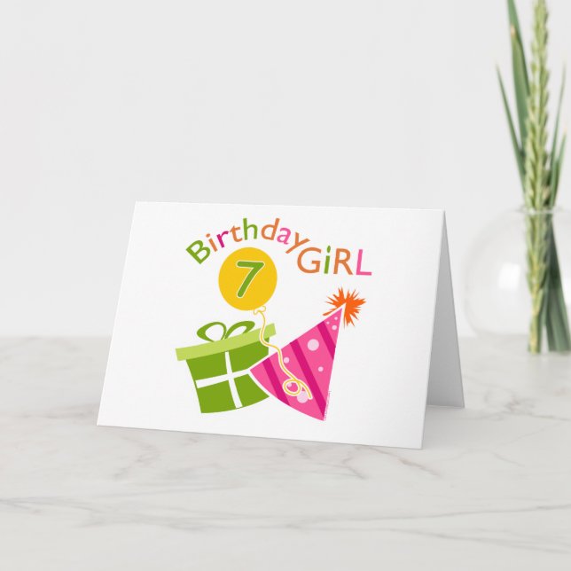 7th Birthday - Birthday Girl Card (Front)