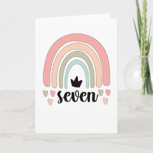 7th Birthday Boho Rainbow Party Kids 7 Years Old Card