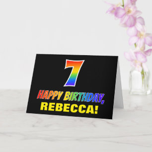 7th Birthday: Bold, Fun, Simple, Rainbow 7 Card