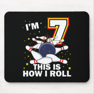 7th Birthday Bowling I'm 7 Year Old B-day Funny Ma Mouse Mat