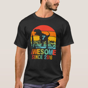 7th Birthday Boy Awesome Since 2016 7 Year Old Di T-Shirt