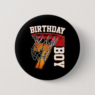 7th Birthday Boy Basketball 7 Year Old Theme Playe 6 Cm Round Badge