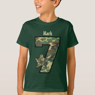 7th Birthday Boy Camo Custom Name V01 T-Shirt