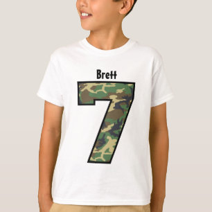 7th Birthday Boy Camo Four Year Custom Name V007G T-Shirt