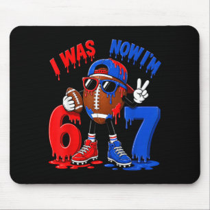 7th Birthday Boy Football Ice Cream Drip 7 Year Mouse Mat