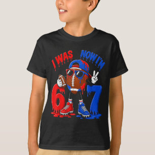 7th Birthday Boy Football Ice Cream Drip 7 Year T-Shirt