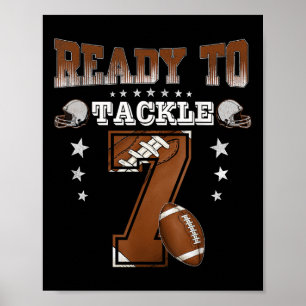 7th Birthday Boy Football Themed Party 7 Year Old  Poster