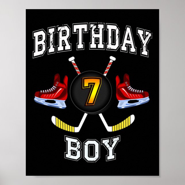 7th Birthday Boy - Ice Hockey 7 years old kid  Poster (Front)
