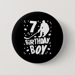 7th Birthday Boy Ice Hockey Kids 7 Years Old Party 6 Cm Round Badge