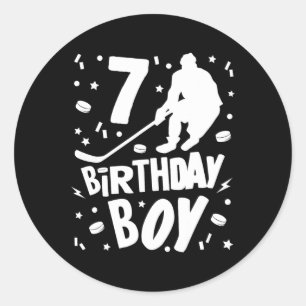 7th Birthday Boy Ice Hockey Kids 7 Years Old Party Classic Round Sticker