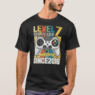 7th Birthday Boy Level 7 Unlocked Awesome 2016 Vid T-Shirt