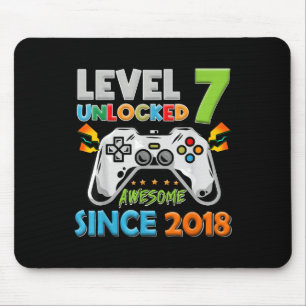 7th Birthday Boy Level 7 Unlocked Awesome Since 20 Mouse Mat