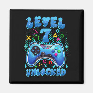 7th Birthday Boy Level 7 Unlocked Video Gamer Birt Magnet