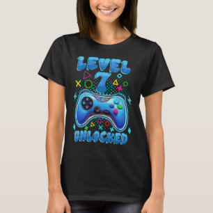 7th Birthday Boy Level 7 Unlocked Video Gamer Birt T-Shirt