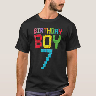 7th birthday Boy master builder 7 years old block T-Shirt
