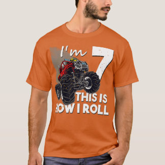 7th Birthday Boy Monster Truck 7 Years Old Gift T-Shirt