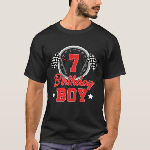 7th Birthday Boy Race Car Birthday Racing Car Flag T-Shirt