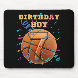 7th Birthday Boy Seven 7 Years Old Basketball Play Mouse Mat