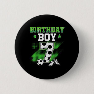 7th Birthday Boy Soccer 7 Year Old Sport 7yr Boys  6 Cm Round Badge