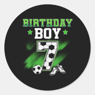 7th Birthday Boy Soccer 7 Year Old Sport 7yr Boys Classic Round Sticker