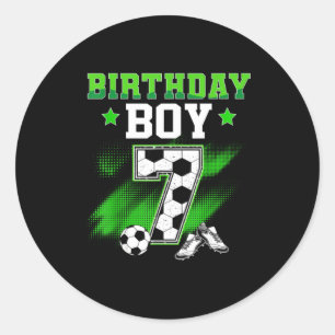 7th Birthday Boy Soccer 7 Year Old Sport 7yr Boys  Classic Round Sticker