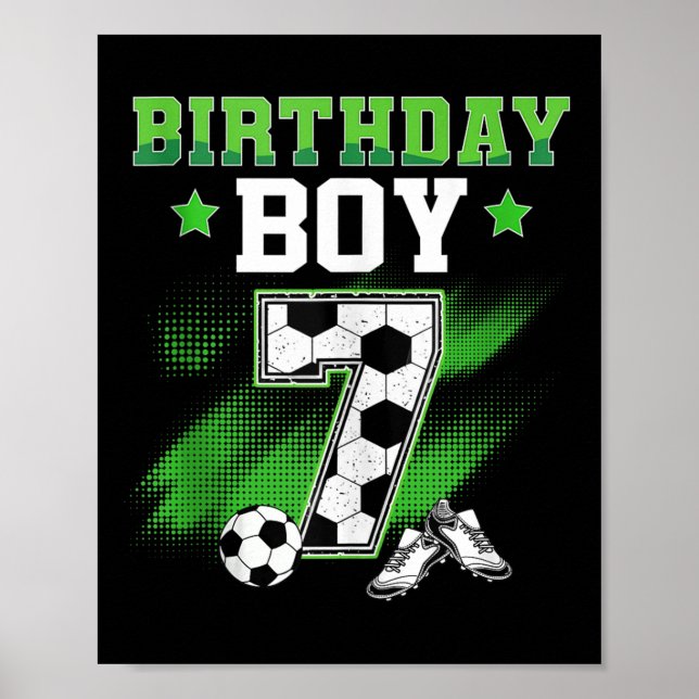7th Birthday Boy Soccer 7 Year Old Sport 7yr Boys  Poster (Front)