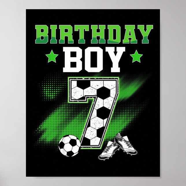 7th Birthday Boy Soccer 7 Year Old Sport 7yr Boys  Poster (Front)