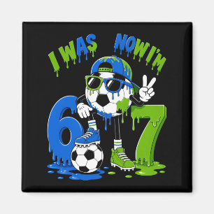 7th Birthday Boy Soccer Ice Cream Drip 7 Year Old Magnet