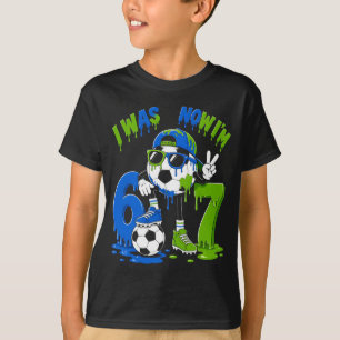 7th Birthday Boy Soccer Ice Cream Drip 7 Year Old T-Shirt