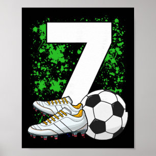 7th Birthday Boys 7 Years Soccer Footll Player Bir Poster