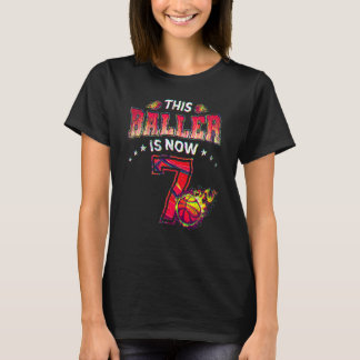 7th Birthday Boys Basketball Player 7 Years Old Ki T-Shirt