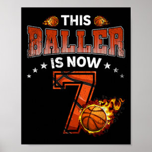 7th Birthday Boys Basketball Player Gifts 7 Years Poster