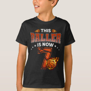 7th Birthday Boys Basketball Player Gifts 7 Years T-Shirt
