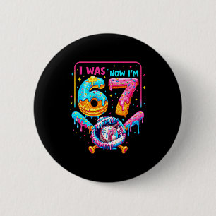 7th Birthday Boys I Was 6 Now Im 7 Baseball Ice Cr Cm Round Badge