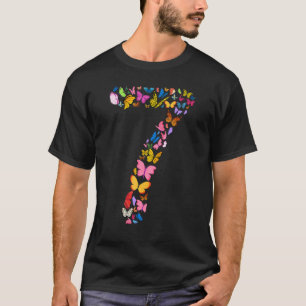 7th Birthday Butterflies 7 Years Old Girls Butterf T-Shirt
