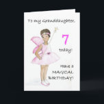 7th Birthday Card for a Granddaughter<br><div class="desc">A 7th Birthday Card for a granddaughter,  with a black fairy in a pink dress,  from a watercolour illustration by Judy Adamson. Please feel free to customise the inside message and contact me through my store if you would like changes to the front cover.</div>